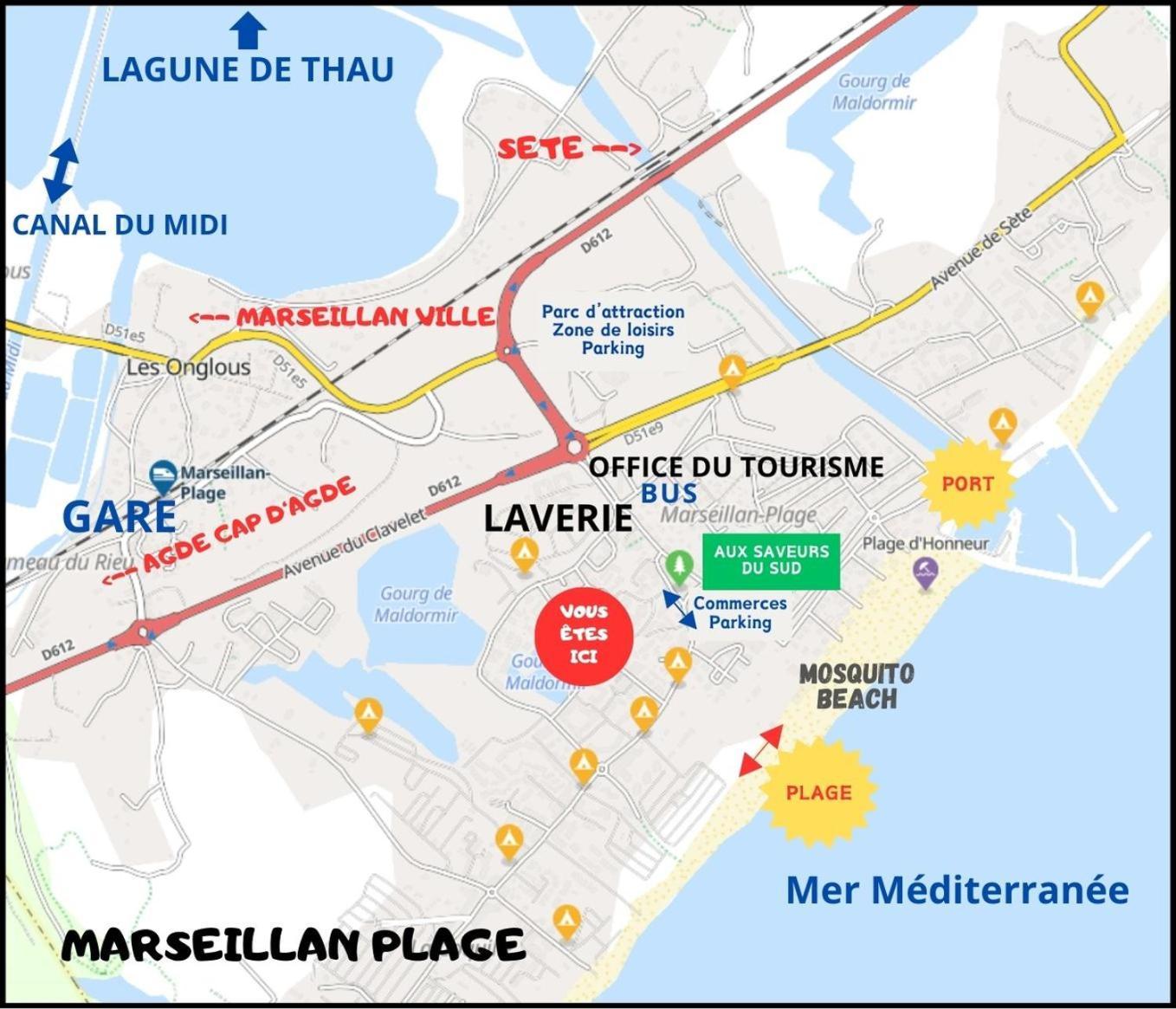 Residence Le Sunset Marseillan-Plage, Entre Mer Et Lagune De Thau, Etape Velo, Famille, Couple, Vrp, Toutou Admis, Jardin, Parking Prive Gratuit, Velos, Clim, Wifi Fibre Gratuite, Commodites, Plage Et Piste Cyclable A Proximite, 6 Couchages Nous Cont Εξωτερικό φωτογραφία